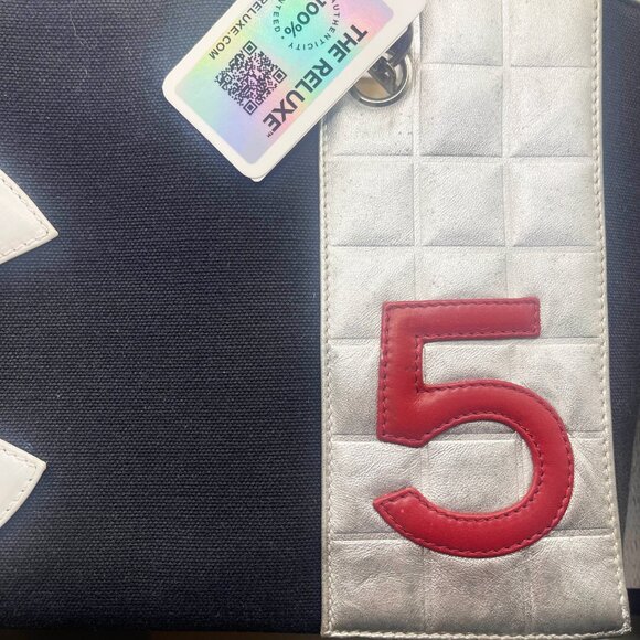 Authentic CHANEL CC No 5 Canvas Chocolate Bar Shoulder Tote Bag Quilted Chain - Picture 12 of 16